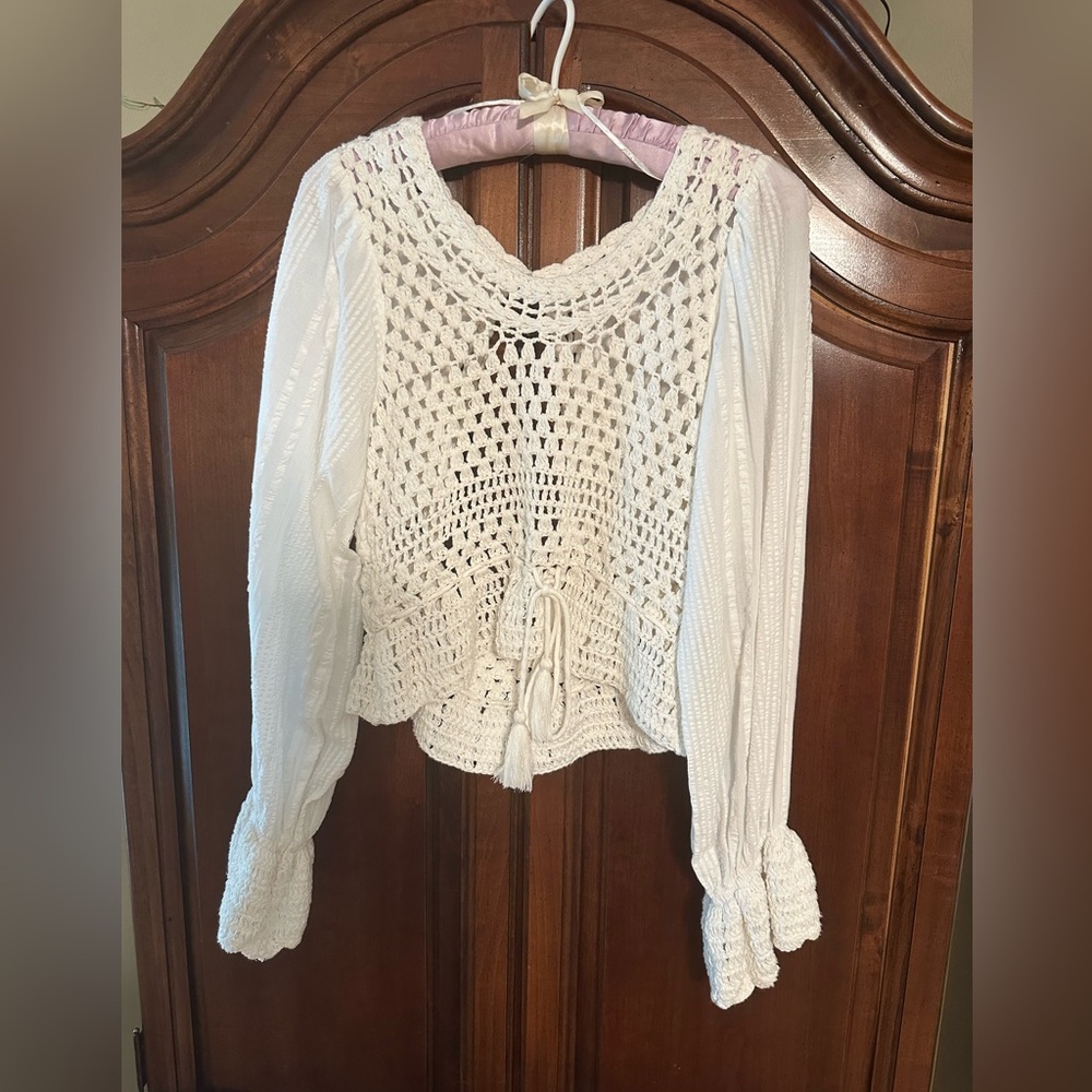 Free people groovy crochet top with open scoop back